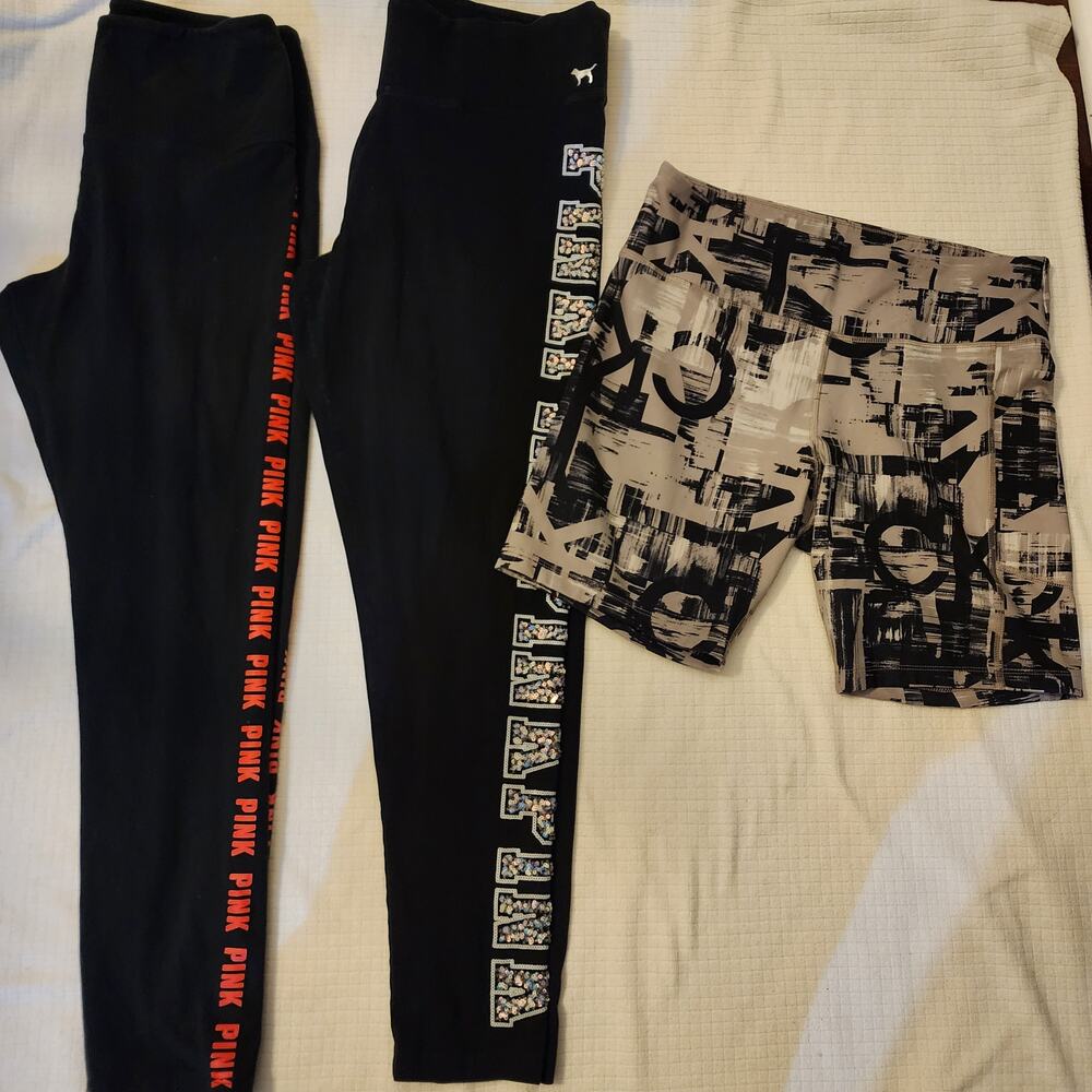 Lot of 3 PINK Victoria Secret Leggings Yoga Pants & Calvin Klein Shorts XL